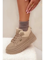Dámska zateplená športová obuv na platforme SS274105 Beige - Big Star Dámska zateplená športová obuv na platforme SS274105 Beige - Big Star