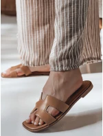 KLASSINO khaki FashionStreet dámske žabky s výrezom ZY0881