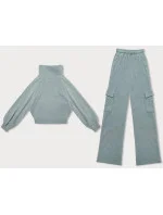 Casual komplet v mätovej farbe s nohavicami typu cargo (AMG-338A) Casual komplet v mätovej farbe s nohavicami typu cargo (AMG-338A)