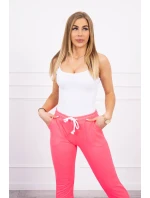 Bavlnené nohavice ružové neónové