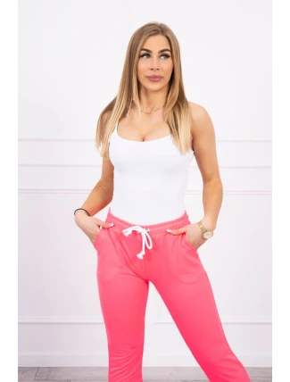 Bavlnené nohavice ružové neónové