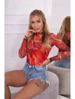 Telová blúzka mramorový vzor červená