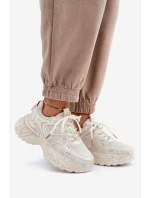 Sneakersy Damskie Z Przetarciami Na Platformie Beżowe Seladwen