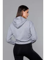 Svetlosivá krátka tepláková mikina s kapucňou (8B939-2)