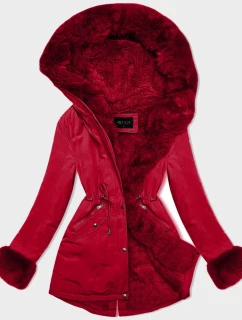 Krátka zimná bunda s kožušinou červená (16M9062-270)
