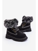 Dziecięce Trapery Botki Na Suwak z Futerkiem Czarne Gerande