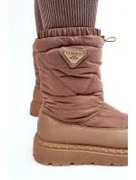 Śniegowce Damskie Na Grubej Podeszwie Ciemnobeżowe Lureta