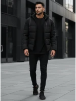 Pánska prešívaná zimná bunda s kapucňou čierna FashionStreet TX5117
