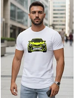 Pánske tričko s potlačou auta biele FashionStreet NX5015R Pánske tričko s potlačou auta biele FashionStreet NX5015R