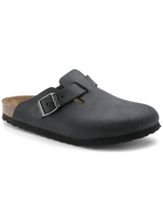 Dámske/pánske žabky Birkenstock Boston Black oil leather narrow (0059463)