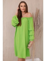 Španielske šaty s ozdobnými rukávmi svetlozelenej farby Španielske šaty s ozdobnými rukávmi svetlozelenej farby
