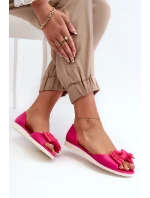 Baleriny Damskie Gumowe Z Kokardką Fuksja Georia