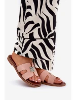 Płaskie Klapki Z Wycięciami I Ozdobą Brudny Róż Bohalis