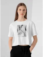 Dámsky top s potlačou H4Z21-TSD029 10S White and Black - 4F Dámsky top s potlačou H4Z21-TSD029 10S White and Black - 4F