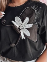 Dámske tričko nadrozmernej veľkosti s 3D efektom PETALOVE čierne FashionStreet RY2717