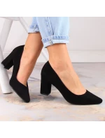 Sergio Leone W SK403A čierne semišové lodičky na ihlovom podpätku