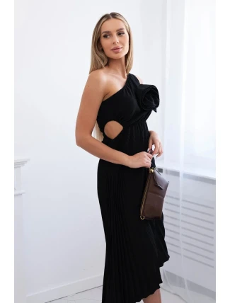 Plisované šaty s kvetinovou čiernou