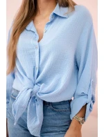Bavlnená mušelínová košeľa oversize modrá Bavlnená mušelínová košeľa oversize modrá
