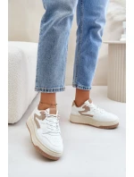 Damskie Sneakersy Z Eko Skóry Na Platformie Biało-Beżowe Henizore