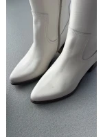 Skórzane Kozaki Przed Kolano Na Słupku Zazoo 3675 Białe