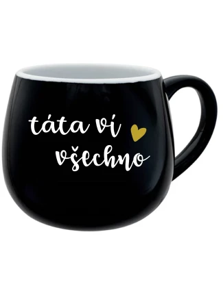TÁTA VÍ VŠECHNO - černý keramický hrníček 300 ml