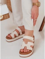 Dámske žabky na suchý zips PLATFOR beige FashionStreet ZY0866