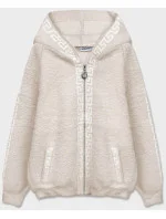 Svetlo béžový prehoz cez oblečenie ála alpaka s kapucňou (B6001-51) Svetlo béžový prehoz cez oblečenie ála alpaka s kapucňou (B6001-51)