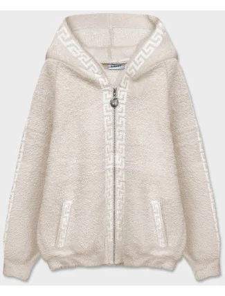 Svetlo béžový prehoz cez oblečenie ála alpaka s kapucňou (B6001-51) Svetlo béžový prehoz cez oblečenie ála alpaka s kapucňou (B6001-51)