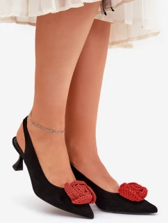 Zamszowe Eleganckie Czółenka Na Szpilce CheBello 4666 Czarne