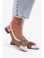 Kožené sandále na podpätku s ozdobnou prackou Maciejka K7466-12 Beige
