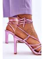 Módne sandále na podpätku Pink Tessoro