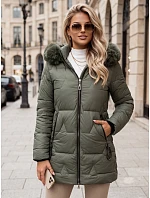 Dámska zimná prešívaná bunda s kapucňou, zelená, FashionStreet TY5739 Dámska zimná prešívaná bunda s kapucňou, zelená, FashionStreet TY5739