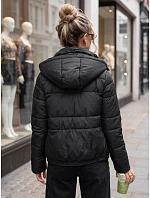 Dámska prešívaná bunda s kapucňou, čierna, FashionStreet TY5857 Dámska prešívaná bunda s kapucňou, čierna, FashionStreet TY5857