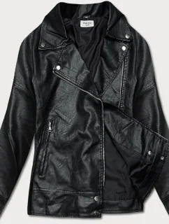 Čierna bunda ramoneska s golierom (HM25)