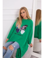 Oversize blúzka s potlačou svetlo zelená