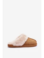Damskie Papcie Klapki z Futerkiem Camel Pinky