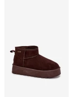 Dámske snežnice s nízkou platformou Big Star - čokoládové