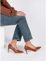 Štýlové hnedé lodičky na ihličkovom podpätku Štýlové hnedé lodičky na ihličkovom podpätku