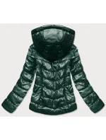 Zelená lesklá bunda so vzorovanými vsadkami (W718) Zelená lesklá bunda so vzorovanými vsadkami (W718)