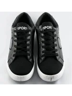 Čierne dámske tenisky trampky z rôznych spojených materiálov (1088)
