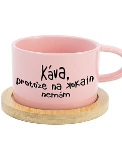 KÁVA, PROTOŽE NA KOKAIN NEMÁM - růžový hrníček makronka 200 ml