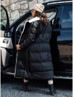 Dámska zimná bunda BALLMODA dlhá s kožušinou čierna FashionStreet TY4586