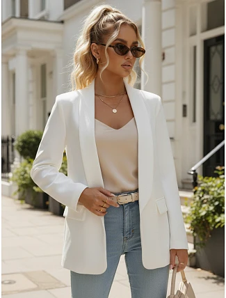 Dámske elegantné sako biele FashionStreet PY0143 Dámske elegantné sako biele FashionStreet PY0143