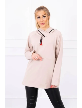 Béžová tunika na zips s kapucňou Oversize Béžová tunika na zips s kapucňou Oversize