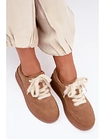 Semišové tenisky s kožušinovým šnurovaním Kobbo 79655 Camel Semišové tenisky s kožušinovým šnurovaním Kobbo 79655 Camel