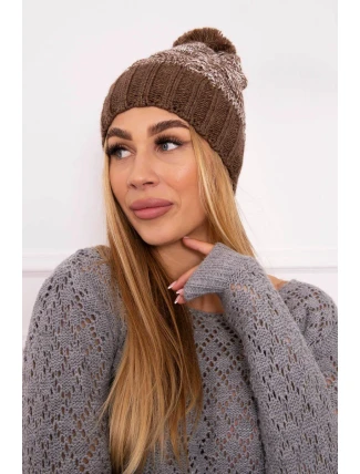 Čiapka Paris fleece K213 hnedá+ecru