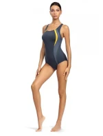 Dámske jednodielne plavky šedo-žlté S34A - Self