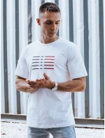 Pánske biele bavlnené tričko s potlačou FashionStreet RX5568 Pánske biele bavlnené tričko s potlačou FashionStreet RX5568