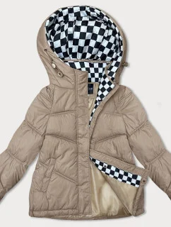Dámska bunda s kapucňou voľného strihu v béžovej farbe (8118)