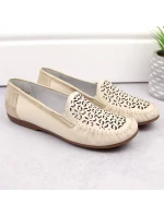 Pohodlné kožené poltopánky Rieker W RKR658 beige